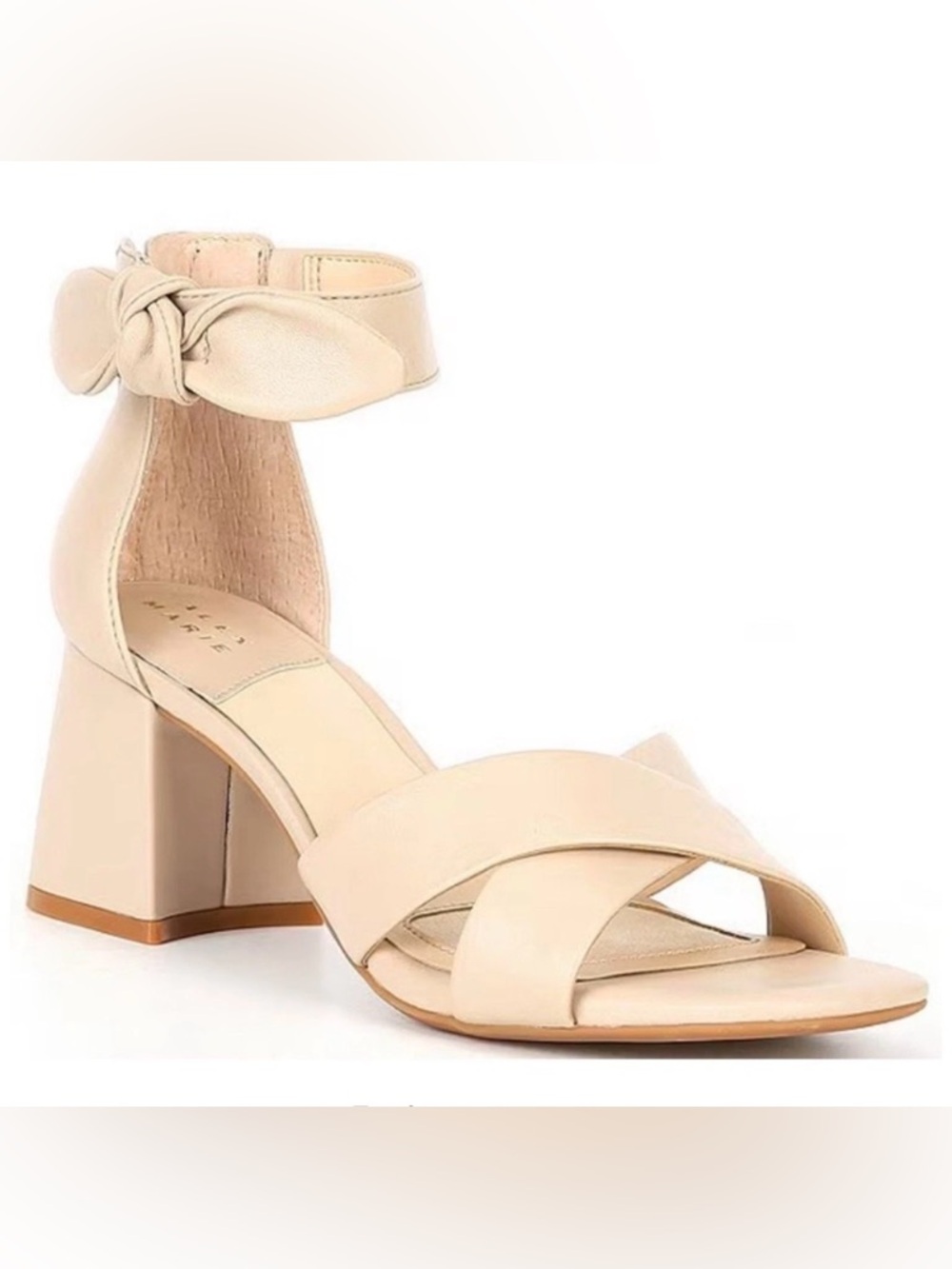 Alex Marie Adeline Leather Bow Block Heel Dress Sandals Bisque 9M Store Display